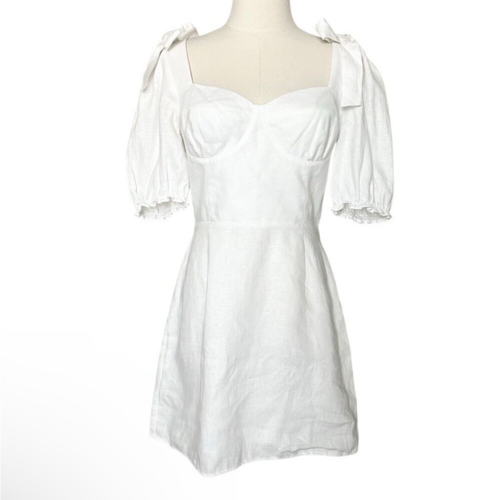 Reformation Spring Linen White Mini Dress